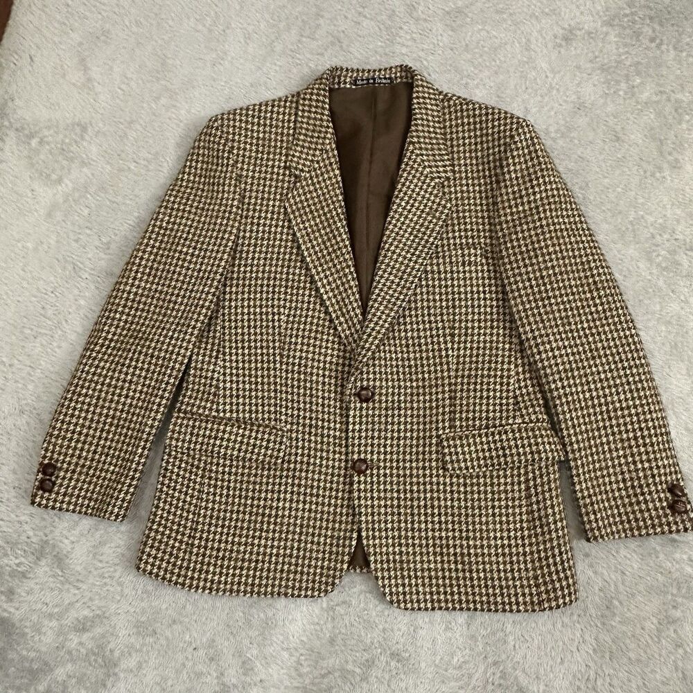 Vtg Dunn & Co Harris Tweed Sport Coat Blazer 42 Short Great Britain Herringbone